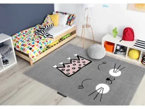Flash Sale Tapijt Petit Cat Kat Poes Poesje Kroon Grijskleuring 120X170 Cm Kindervloerkleed