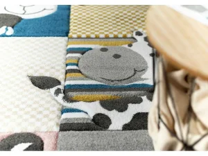 Clearance Tapijt Petit Zoo Dieren , Dierentuincreme / Grijskleuring 240X330 Cm Kindervloerkleed