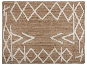 Hot Tapijt Van Handgeweven Jute En Katoen - 160 X 230 Cm - Naturelkleurig En Wit - Garland Woonkamertapijt