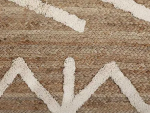 Hot Tapijt Van Handgeweven Jute En Katoen - 160 X 230 Cm - Naturelkleurig En Wit - Garland Woonkamertapijt