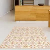 Clearance Tapijt Van Vinyl Met Cementtegeleffect - 120 X 180 Cm - Oranje En Roze - Eloza Woonkamertapijt