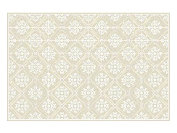 Best Tapijt Van Vinyl Met Cementtegeleffect - 120 X 180 Cm - Beige En Wit - Majesti Tapijt Van Vinyl