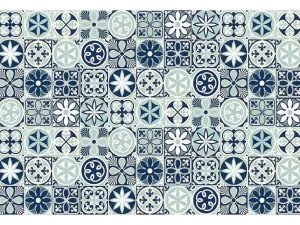 Best Tapijt Van Vinyl Met Cementtegeleffect - 120 X 180 Cm - Blauw - Rica Tapijt Van Vinyl