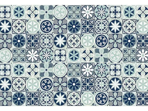 Best Tapijt Van Vinyl Met Cementtegeleffect - 120 X 180 Cm - Blauw - Rica Tapijt Van Vinyl