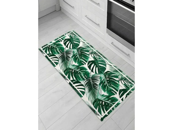 Best Sale Tapijt Van Vinyl Met Etnische Stijl Sierrana - 66 X 160 Cm - Groen En Wit Gangtapijt