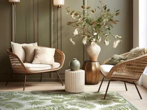 Flash Sale Tapijt Van Vinyl Met Tropisch Motief - 120 X 180 Cm - Groen En Wit - Tropicala Tapijt Van Vinyl