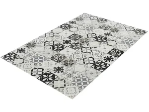 Shop Tapijt Van Vinyl Met Vloertegelmotief Mosai - 120 X 180 Cm - Zwart En Wit Woonkamertapijt