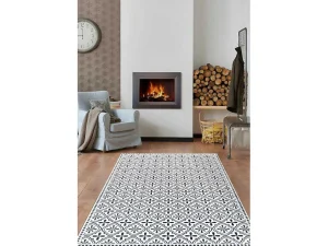 Cheap Tapijt Van Vinyl Met Vloertegelmotief Terquise - 120 X 180 Cm - Blauw En Wit Tapijt Van Vinyl