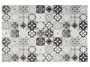 Shop Tapijt Van Vinyl Met Vloertegelmotief Mosai - 120 X 180 Cm - Zwart En Wit Woonkamertapijt
