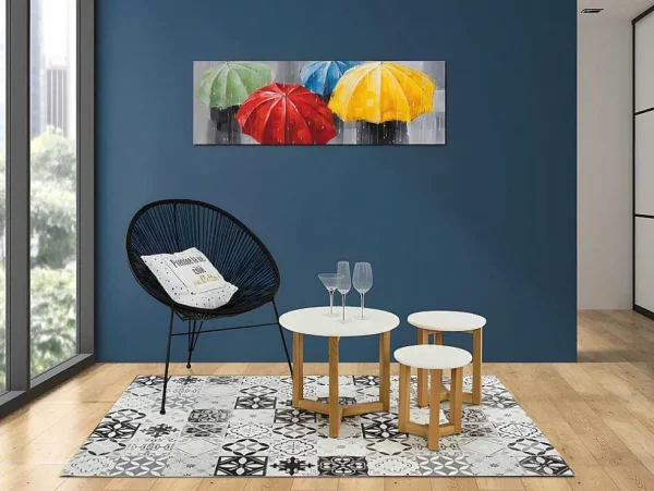 Shop Tapijt Van Vinyl Met Vloertegelmotief Mosai - 120 X 180 Cm - Zwart En Wit Woonkamertapijt