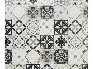 Shop Tapijt Van Vinyl Met Vloertegelmotief Mosai - 120 X 180 Cm - Zwart En Wit Woonkamertapijt