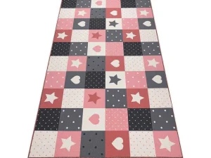 Cheap Tapijt Voor Kinderen Stars Sterren, Sterretje , Rozekleuring / Grijs 100X300 Cm Kindervloerkleed