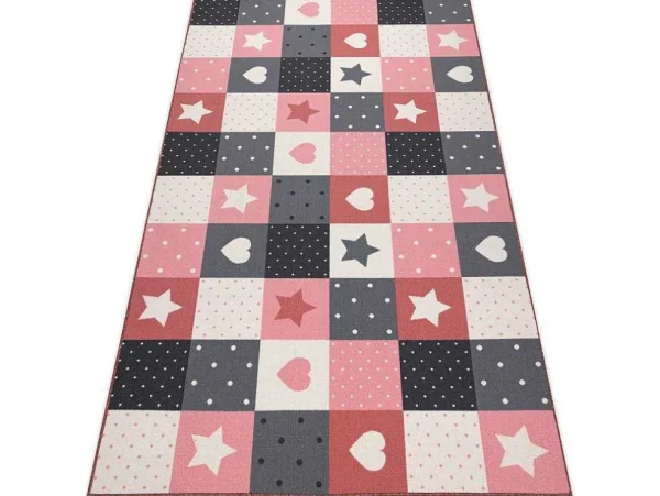 Cheap Tapijt Voor Kinderen Stars Sterren, Sterretje , Rozekleuring / Grijs 100X300 Cm Kindervloerkleed
