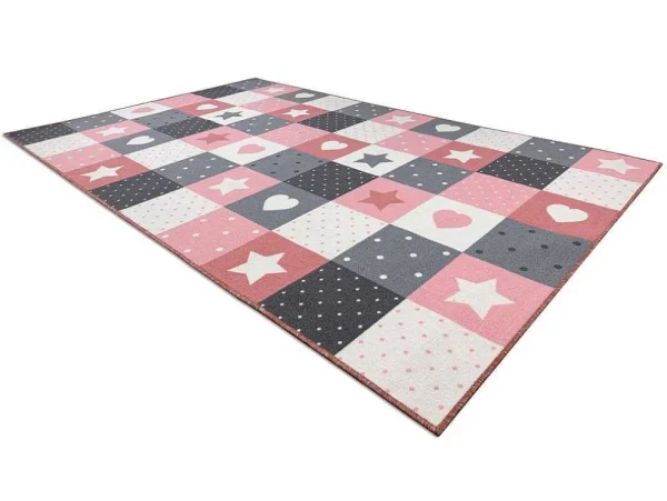 Cheap Tapijt Voor Kinderen Stars Sterren, Sterretje , Rozekleuring / Grijs 100X300 Cm Kindervloerkleed