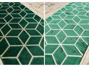 Best Tapijtloper Emerald Exclusief 1014 Glamour, Stijlvol Kubus Fles Groen 80X550 Cm Gangtapijt