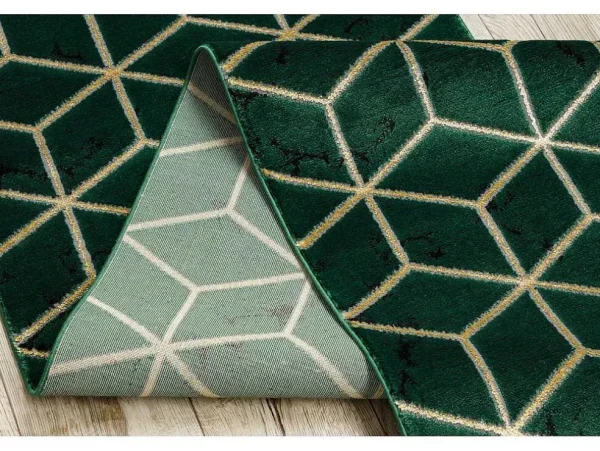 Best Tapijtloper Emerald Exclusief 1014 Glamour, Stijlvol Kubus Fles Groen 80X550 Cm Gangtapijt