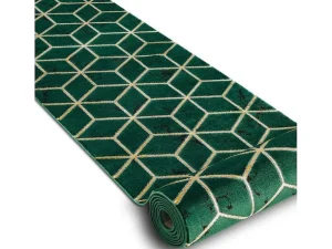 Best Tapijtloper Emerald Exclusief 1014 Glamour, Stijlvol Kubus Fles Groen 80X550 Cm Gangtapijt
