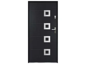 Flash Sale Toegangsdeur Van Geglazuurd En Roestvrij Staal L207 X B100 Cm Antraciet - Linkerdeur - Tifana Voordeur