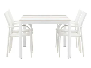 Cheap Togo Tuinmeubelset Tafel 90X150Cm Wit, 4 Stoelen Santorini Wit. Loungeset