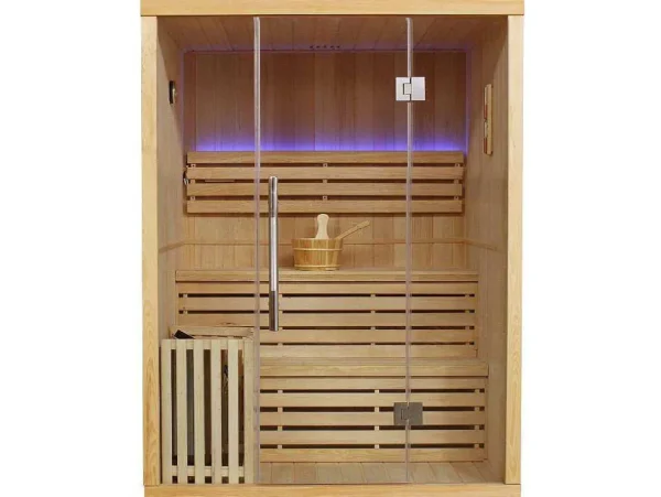 Flash Sale Traditionele Finse Sauna Sigtuna - 2 Tot 3 Plaatsen - L150 X L120 X H200 Cm - Met Led Verlichting Finse Sauna