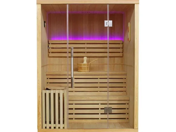 Flash Sale Traditionele Finse Sauna Sigtuna - 2 Tot 3 Plaatsen - L150 X L120 X H200 Cm - Met Led Verlichting Finse Sauna
