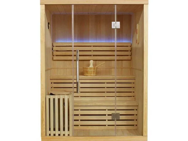 Flash Sale Traditionele Finse Sauna Sigtuna - 2 Tot 3 Plaatsen - L150 X L120 X H200 Cm - Met Led Verlichting Finse Sauna