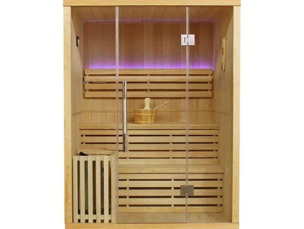 Flash Sale Traditionele Finse Sauna Sigtuna - 2 Tot 3 Plaatsen - L150 X L120 X H200 Cm - Met Led Verlichting Finse Sauna