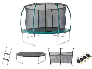 Discount Trampoline Met Binnenbeschermingsnet, Ladder, Hoes En Verankeringsset - D.366 Cm - Wallaby Spel Voor Buiten