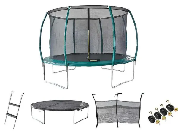 Discount Trampoline Met Binnenbeschermingsnet, Ladder, Hoes En Verankeringsset - D.366 Cm - Wallaby Spel Voor Buiten