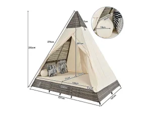 Cheap Tuinbed - Rotan Tent Voor 2 Personen - Met Gordijn En Kussens - Grijs Ligstoel