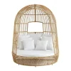 Outlet Tuinbed Met Baldakijn Van Gevlochten Hars - Licht Naturel Met Wit Kussen - Cervaro Van Ligstoel