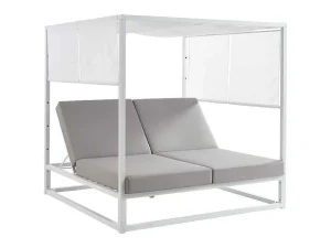 Cheap Tuinbed Met Baldakijn Van Aluminium - Wit En Grijs - Livadis Van Ligstoel