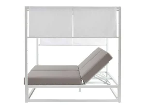Cheap Tuinbed Met Baldakijn Van Aluminium - Wit En Grijs - Livadis Van Ligstoel