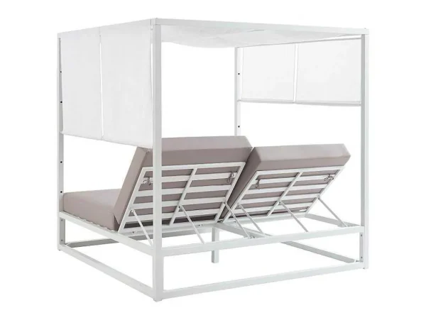 Cheap Tuinbed Met Baldakijn Van Aluminium - Wit En Grijs - Livadis Van Ligstoel
