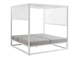 Cheap Tuinbed Met Baldakijn Van Aluminium - Wit En Grijs - Livadis Van Ligstoel