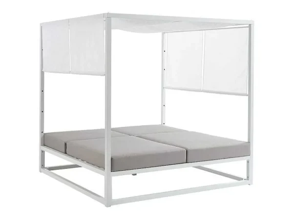 Cheap Tuinbed Met Baldakijn Van Aluminium - Wit En Grijs - Livadis Van Ligstoel