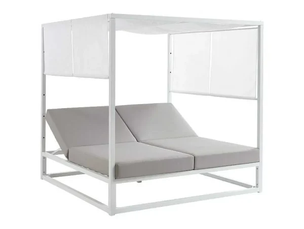 Cheap Tuinbed Met Baldakijn Van Aluminium - Wit En Grijs - Livadis Van Ligstoel