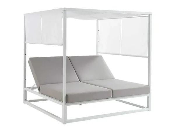 Cheap Tuinbed Met Baldakijn Van Aluminium - Wit En Grijs - Livadis Van Ligstoel