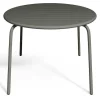 Online Tuineethoek Van Metaal - Een Tafel D110 Cm En 4 Opstapelbare Fauteuils - Donkergrijs - Mirmande Tuinset