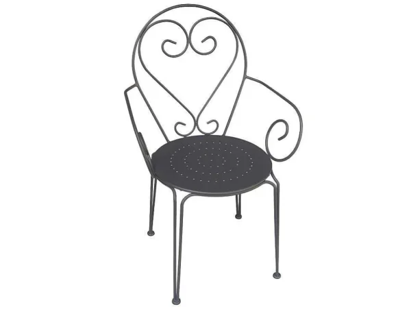 Cheap Tuinset Met Tafel En 4 Stoelen Van Metaal Met Smeedijzer Aspect - Antraciet - Guermantes Tuinset
