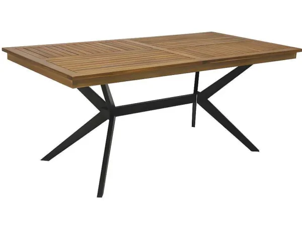 Cheap Tuintafel Van Acaciahout En Zwart Metaal Tobaga - L. 180 Cm Tuinset
