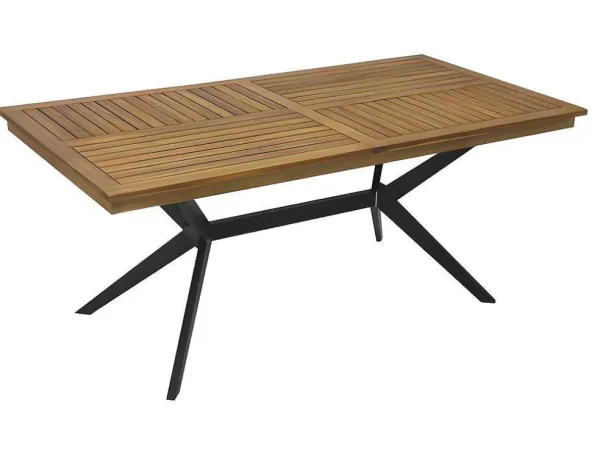 Cheap Tuintafel Van Acaciahout En Zwart Metaal Tobaga - L. 180 Cm Tuinset