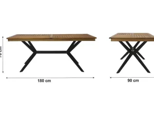 Cheap Tuintafel Van Acaciahout En Zwart Metaal Tobaga - L. 180 Cm Tuinset