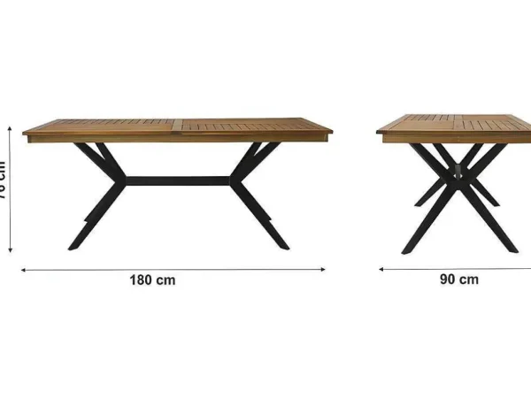 Cheap Tuintafel Van Acaciahout En Zwart Metaal Tobaga - L. 180 Cm Tuinset