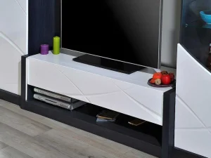 Fashion Tv-Meubel 1 Lade En 1 Vak - Met Led-Verlichting - Antraciet En Wit Gelakt - Ludmila Tv-Meubel