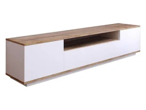 Discount Tv-Meubel Met 3 Deuren En 1 Nis - Wit En Naturel - Lotula Tv-Meubel