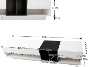 Cheap Tv-Meubel Van 190 Cm - 3 Laden En 4 Nissen - Spaanplaat - Kleuren Wit En Zwart Tv-Meubel