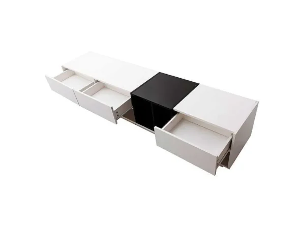 Cheap Tv-Meubel Van 190 Cm - 3 Laden En 4 Nissen - Spaanplaat - Kleuren Wit En Zwart Tv-Meubel