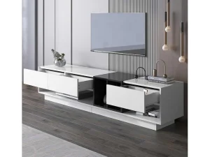 Cheap Tv-Meubel Van 190 Cm - 3 Laden En 4 Nissen - Spaanplaat - Kleuren Wit En Zwart Tv-Meubel