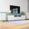 Online Tv-Meubel Van 180 Cm Met Led - 2 Laden En 2 Open Planken - Eigentijdse Scandinavische Stijl - Wit Tv-Meubel